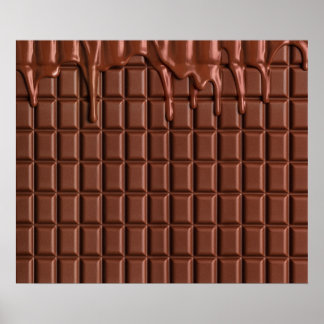Affiche Chocolat fondu au-dessus d'un bloc de chocolat