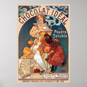 Affiche Chocolat idéal France Art Nouveau Mur Vintage Art