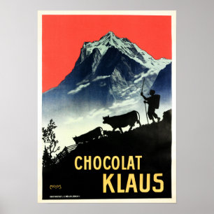 Affiche CHOCOLAT KLAUS Swiss Chocolate Drink Publicité