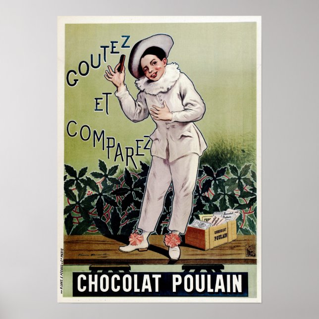 Affiche CHOCOLAT POULAIN Lait Chocolat Bar Vieux français (Devant)
