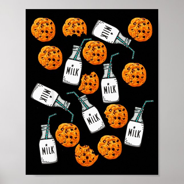Affiche Chocolate Chip Cookies And Milk Funny Costume  (Devant)
