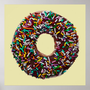 Affiche Chocolate donut with colorful sprinkles