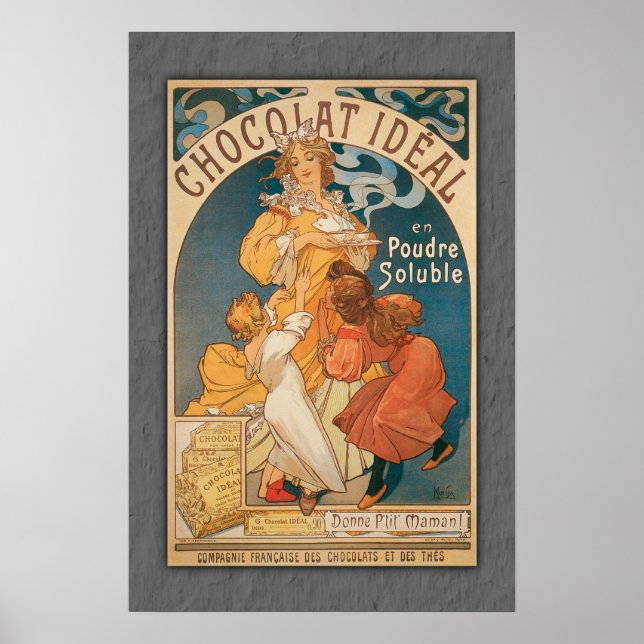 Affiche Chocolate Ideal Vintage French Cocoa Art Nouveau (Devant)