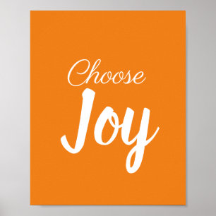 Affiche Choisir Joy Girly Pastel Orange et White Modern