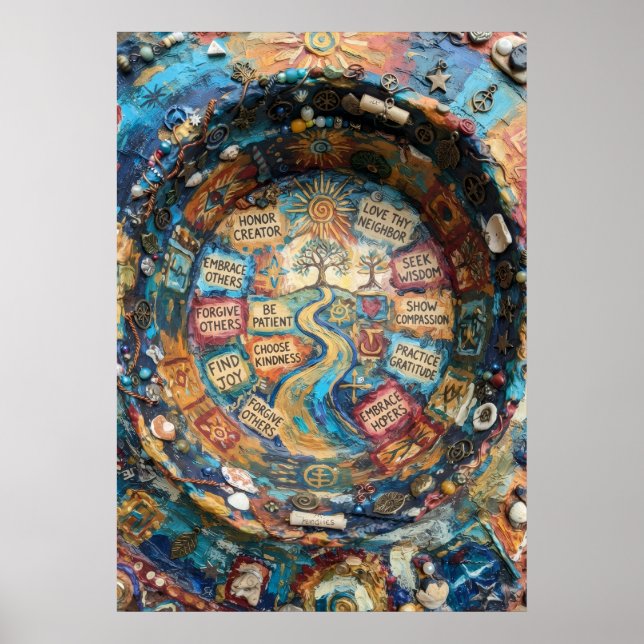 Affiche Choisir la bienveillance Mandala inspirant d'affir (Devant)