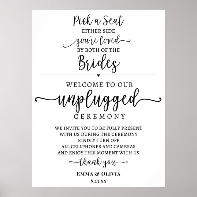 Affiche Choisir un siège cérémonie débranchée Signes Bride (Devant)