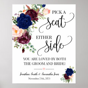 Affiche Choisir un siège de chaque côté mariage cérémonie 