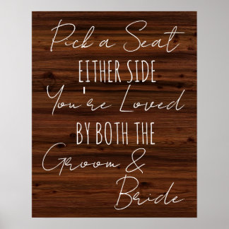 Affiche Choisir un siège de chaque côté mariage en bois Fa