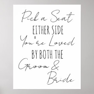 Affiche Choisir un siège de chaque côté Panneau mariage mi