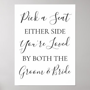 Affiche Choisir un siège de chaque côté Signal mariage de
