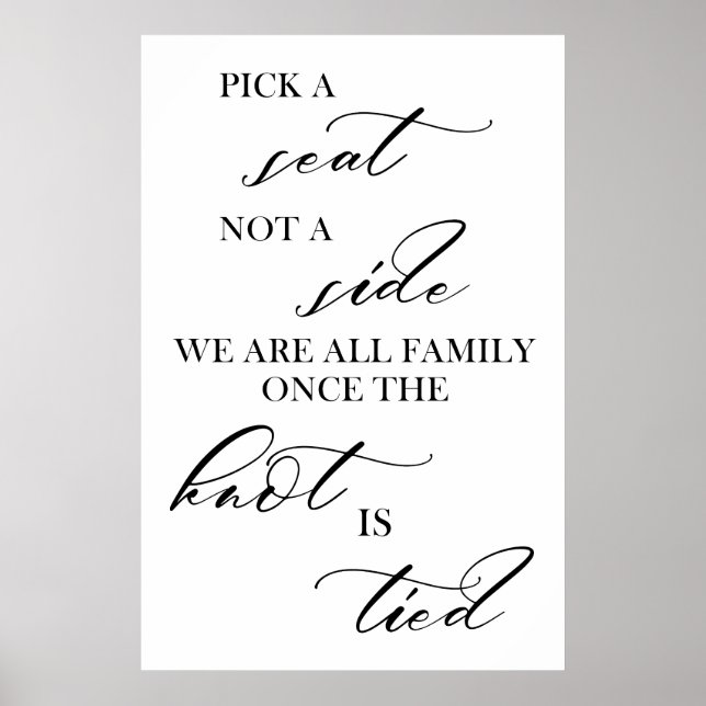 Affiche choisir un siège et non un panneau mariage latéral (Devant)