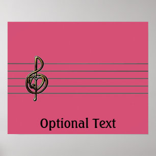 Affiche Choisir une couleur Embossée Look Treble Clef et H
