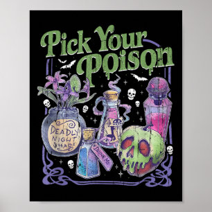 Affiche Choisis ton poison, Vintage princesse Halloween