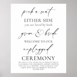 Affiche "Choisis un siège, Cérémonie Mariage débranchée