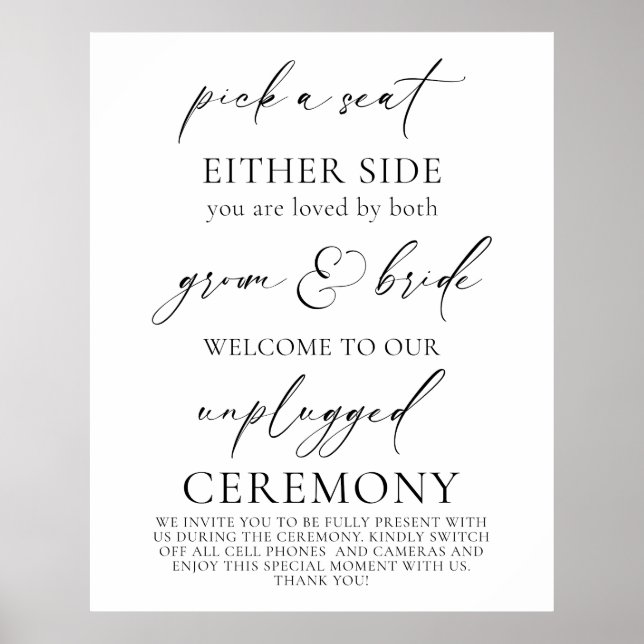 Affiche "Choisis un siège, Cérémonie Mariage débranchée (Devant)