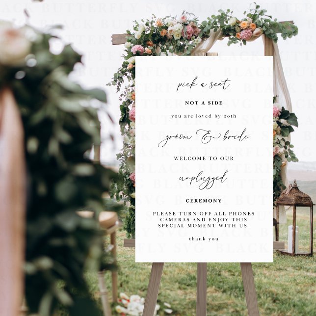 Affiche Choisis un Siège, Pas un Camp Cérémonie de Mariage (pick a seat Wedding Unplugged Ceremony Sign)