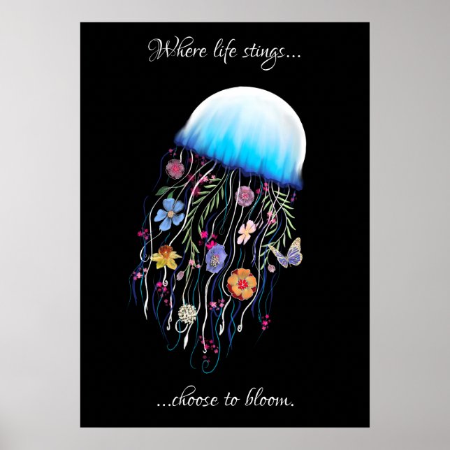 Affiche Choisissez de fleurir des méduses florales (Devant)