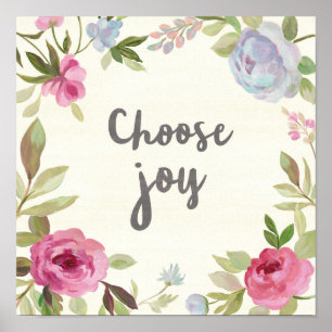 Affiche Choisissez floral en pastel de joie