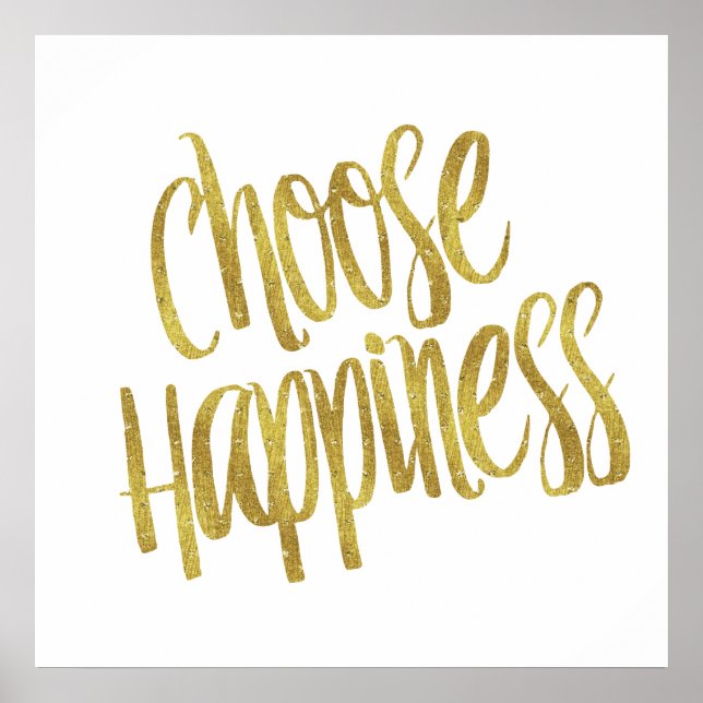 Affiche Choisissez Happiness Cote Faux Gold Foil Sparkly (Devant)