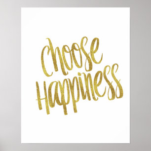Affiche Choisissez Happiness Cote Faux Gold Foil Sparkly