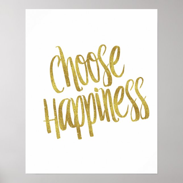Affiche Choisissez Happiness Cote Faux Gold Foil Sparkly (Devant)