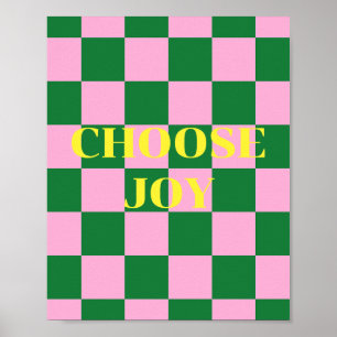 Affiche Choisissez Joie, citation verte, rose et jaune