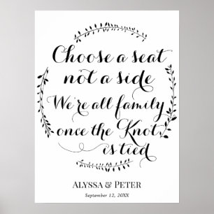 Affiche Choisissez un siège, pas un panneau Mariage latéra