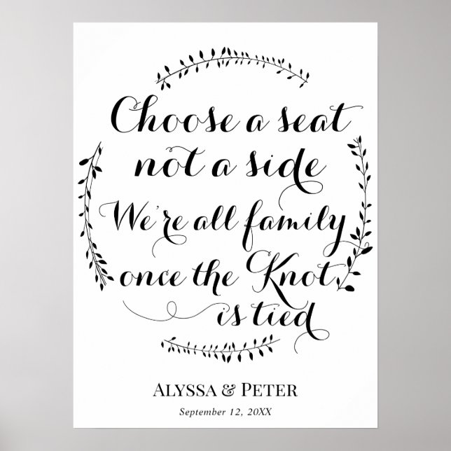 Affiche Choisissez un siège, pas un panneau Mariage latéra (Devant)