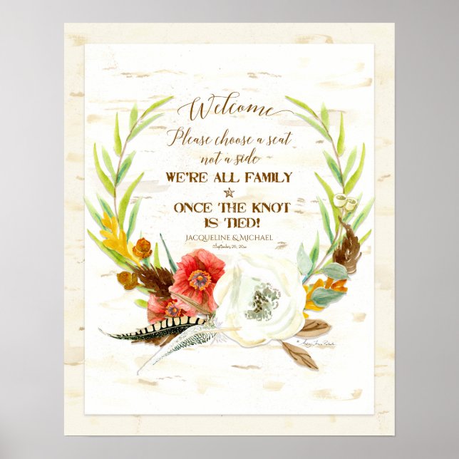 Affiche Choisissez un siège Rustique BOHO Bohemian Wreath  (Devant)