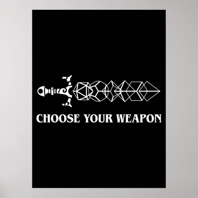 Affiche Choisissez votre arme Dice Sword Tabletop RPG Jeu (Devant)