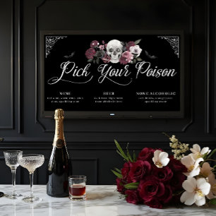 Affiche Choisissez votre poison Floral Scull Mariage gothi