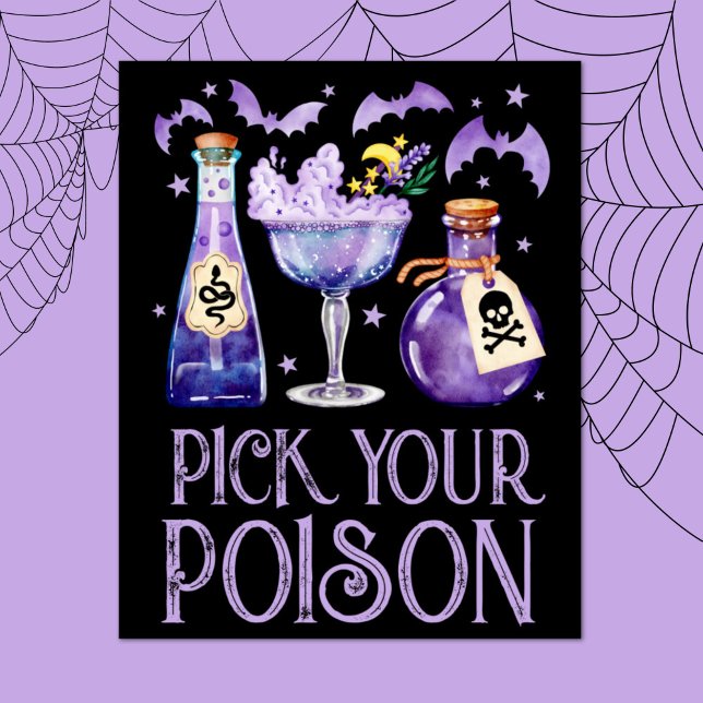 Affiche Choisissez votre poison Halloween Cocktails Boisso (Pick Your Poison Halloween Cocktail Drinks Poster)