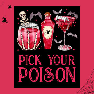 Affiche Choisissez votre poison Halloween Cocktails Boisso