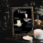 Affiche Choisissez votre poison Skeleton Bride & Groom Coc<br><div class="desc">Rien ne crie "Je le fais !" comme un panneau de boisson gothique d'inspiration Halloween signé par un mariage. Préparez-vous à une fête d'une beauté effroyable comme nul autre avec notre squelette 'Til Death Do Us Part' & floral Halloween gothique thème marié et signature de marié boissons signe mariage gothique....</div>