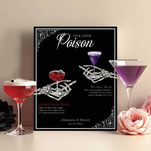 Affiche Choisissez votre poison Squelette Mariage Cocktail