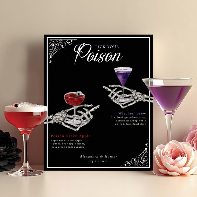 Affiche Choisissez votre poison Squelette Mariage Cocktail (Créateur téléchargé)