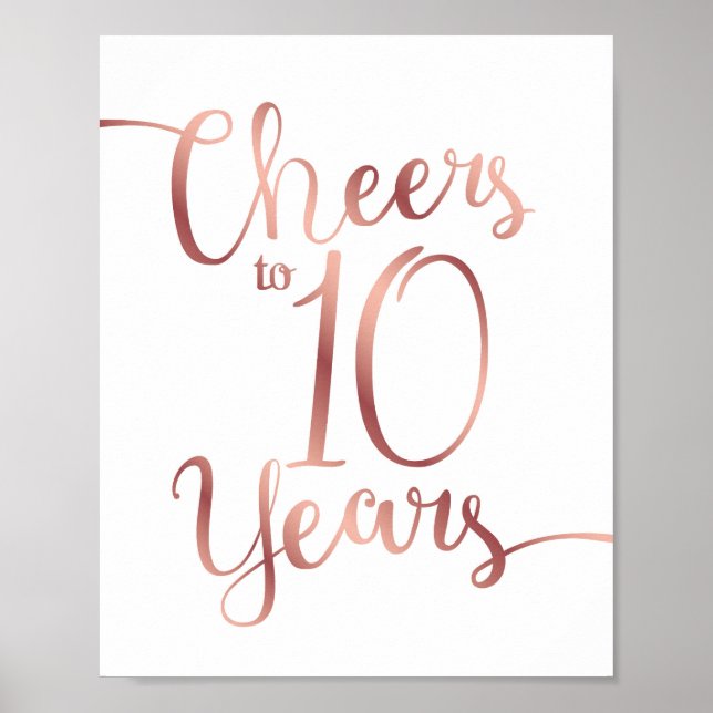 Affiche CHOIX Rose Or CHEERS À 10 ANS Signer Imprimer (Devant)