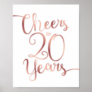 Affiche CHOIX Rose Or CHEERS À 20 ANS Signer Imprimer