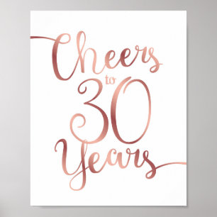 Affiche CHOIX Rose Or CHEERS À 30 ANS Signer Imprimer