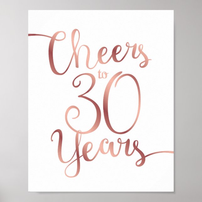 Affiche CHOIX Rose Or CHEERS À 30 ANS Signer Imprimer (Devant)