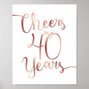 Affiche CHOIX Rose Or CHEERS À 40 ANS Signer Imprimer