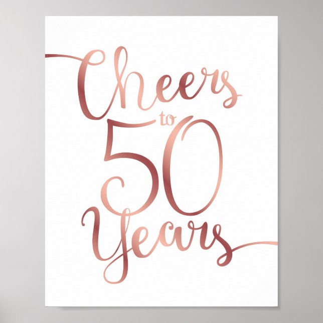 Affiche CHOIX Rose Or CHEERS À 50 ANS Signer Imprimer (Devant)