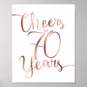 Affiche CHOIX Rose Or CHEERS À 70 ANS Signer Imprimer