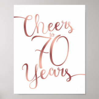 Affiche CHOIX Rose Or CHEERS À 70 ANS Signer Imprimer