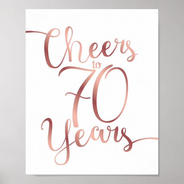Affiche CHOIX Rose Or CHEERS À 70 ANS Signer Imprimer (Devant)