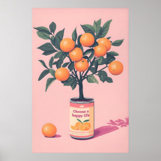 Affiche Choose a Happy Life Art Print, Motivational Orange