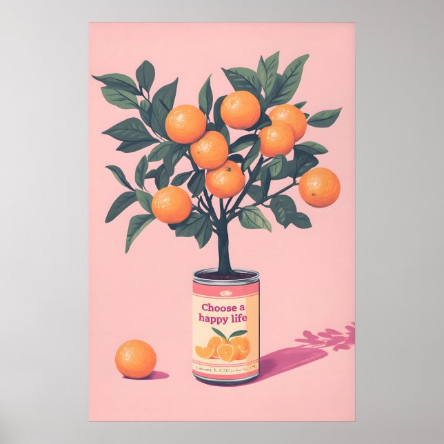 Affiche Choose a Happy Life Art Print, Motivational Orange (Devant)