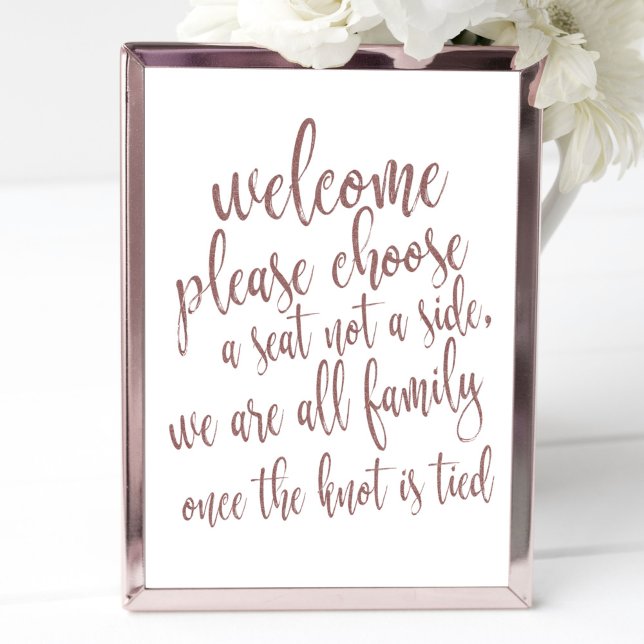Affiche Choose a Seat Rose Gold Glitter 8x10 Wedding Sign (Créateur téléchargé)