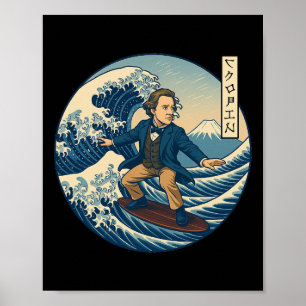 Affiche Chopins Musicien Clinique Ukiyo-e Surfant Katakana