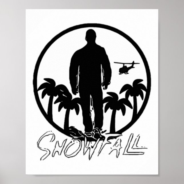 Affiche Choppe Sunset Snowfall Noir Blanc Sticker (Devant)